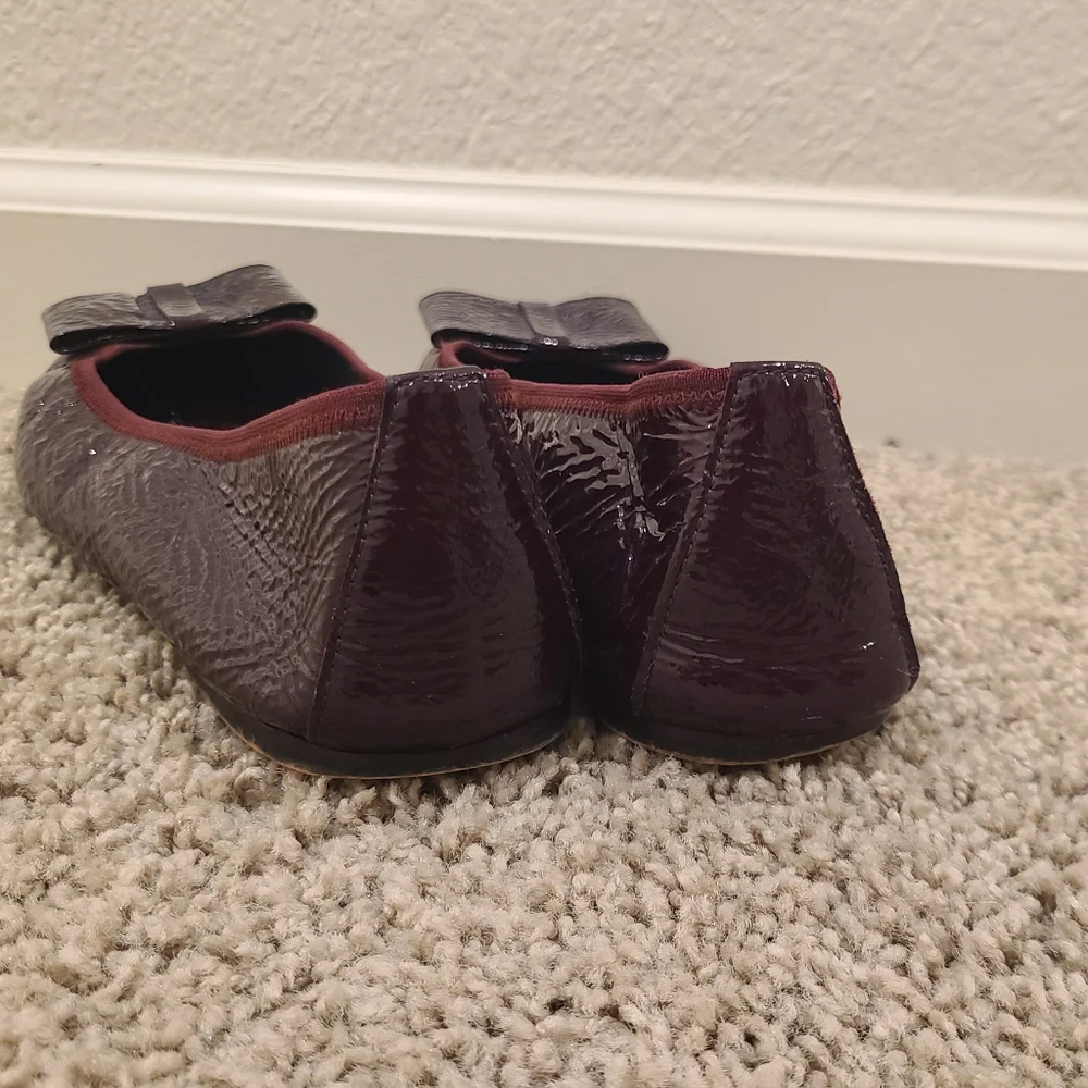 French sole fs/ny patent burgundy ballet flats 7.5 - Picture 6 of 8